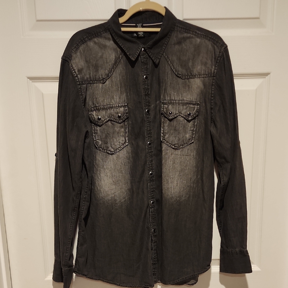 INC International Concepts Charcoal Cotton Shirt